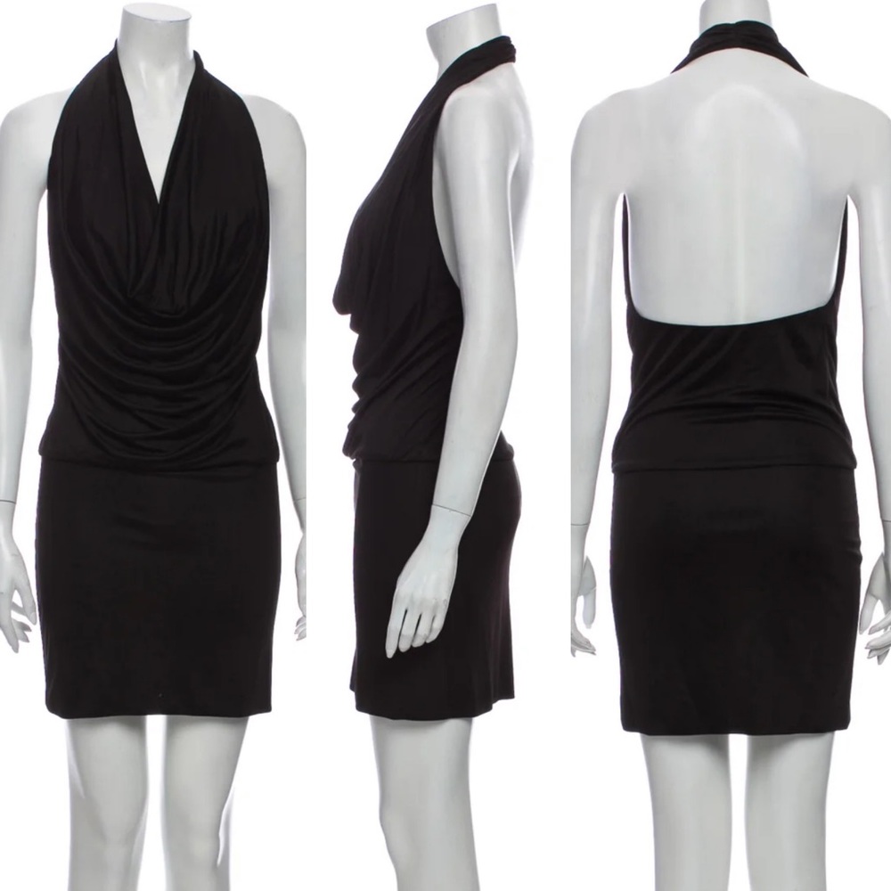 BLACK HALO Sexy Backless Cowl Neck Mini Dress
